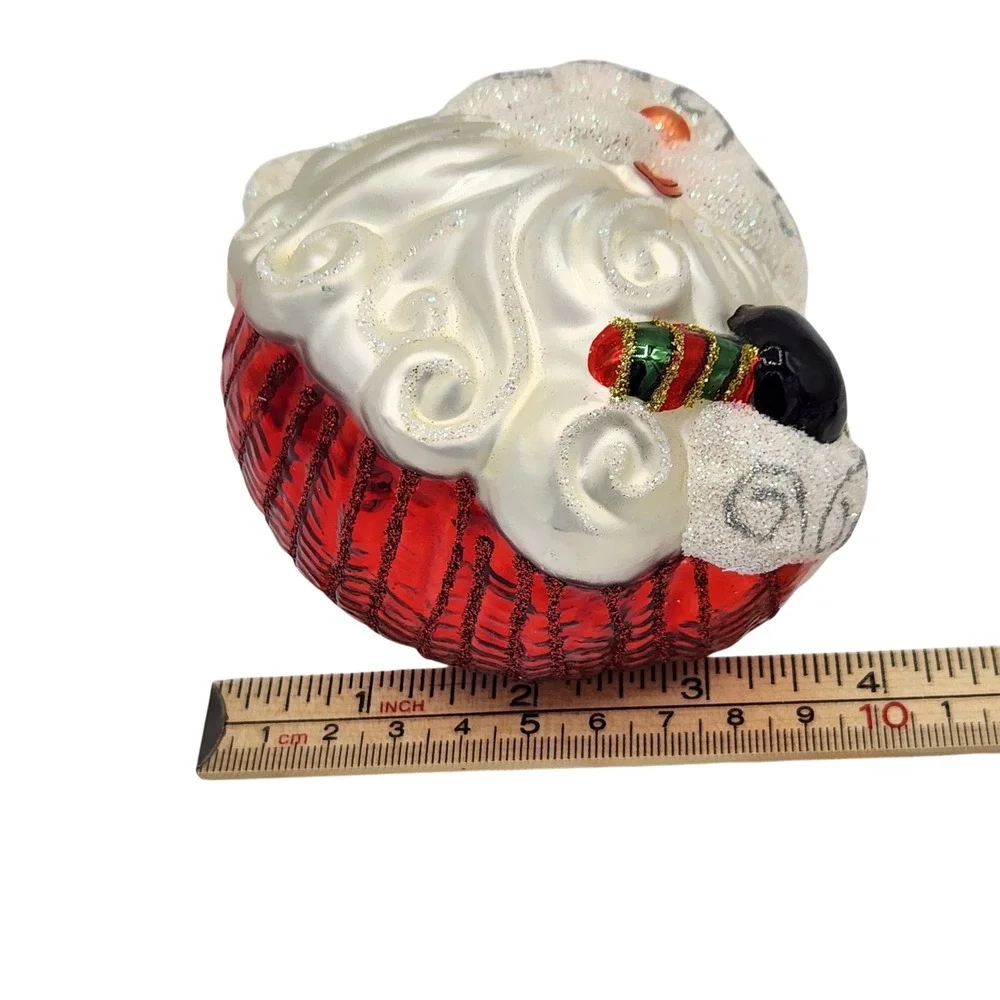 Fitz and Floyd Santa Ornament Blown‎ Glass Christmas Hand Painted